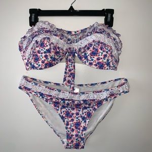 H&M size 14 floral flounce bikini set